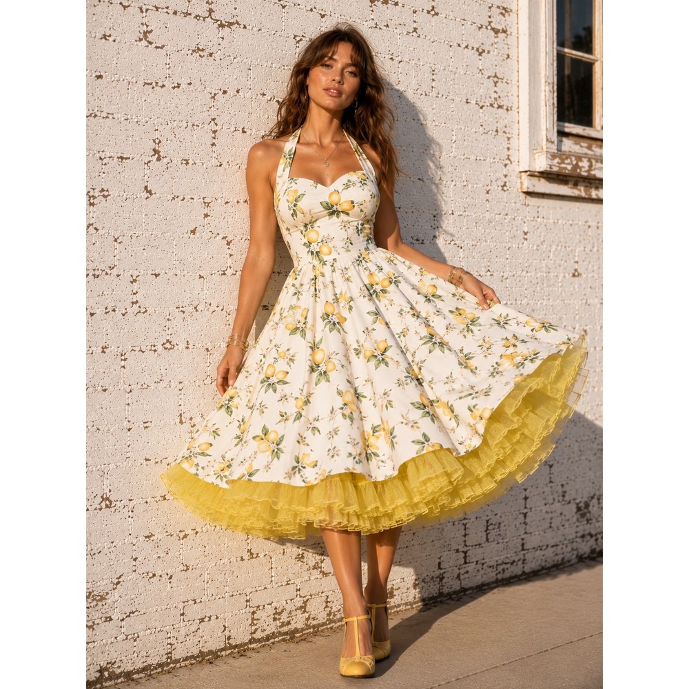 Vintage Malco Modes Yellow Nylon Petticoat Crinoline Rockabilly‎ Skirt Large